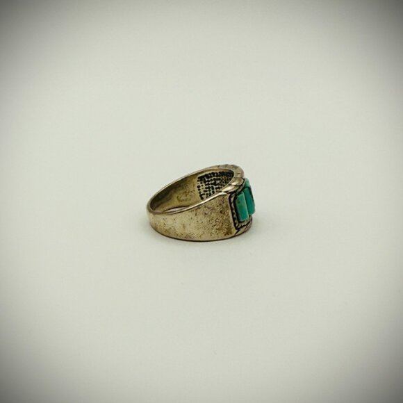 Sterling Turquoise-Look Mosaic Inlay Ring - Picture 2 of 5